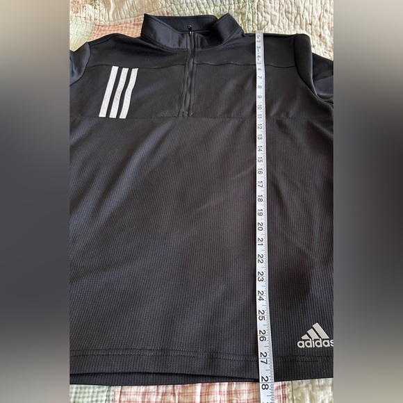 Adidas Black and White Three Stripes Double Knit Quarter Zip Pullover - Picture 11 of 11